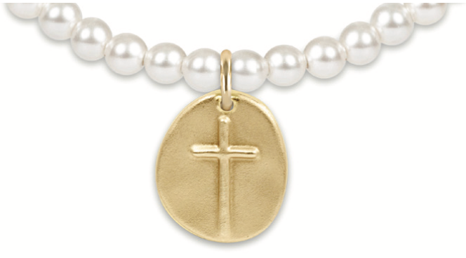 classic pearl 4mm bead bracelet - inspire gold charm