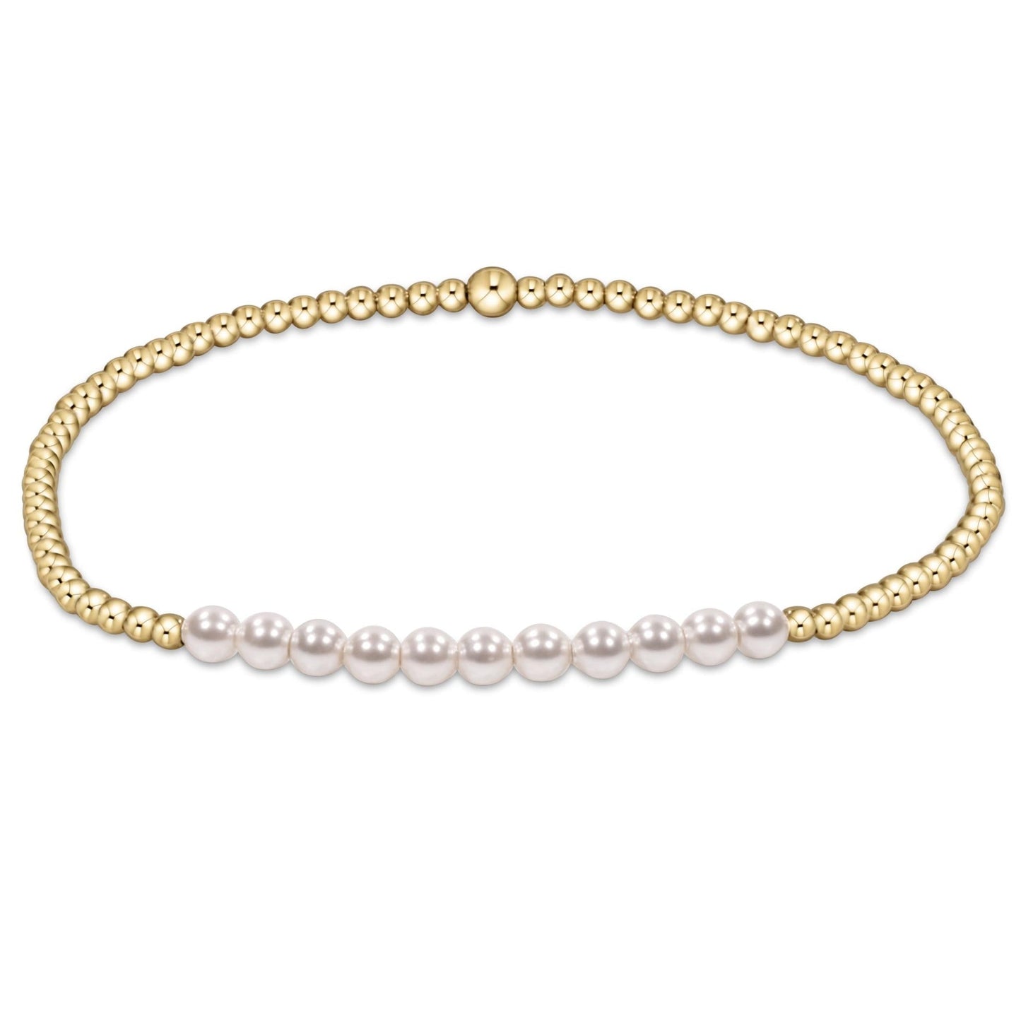 Gold Bliss 2mm Bead Bracelet - Pearl