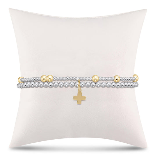 full of hope stack - mixed metal - signature cross charm