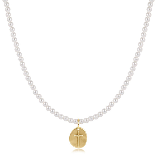 Choker Classic Pearl 3mm Bead - Inspire Small Gold Charm