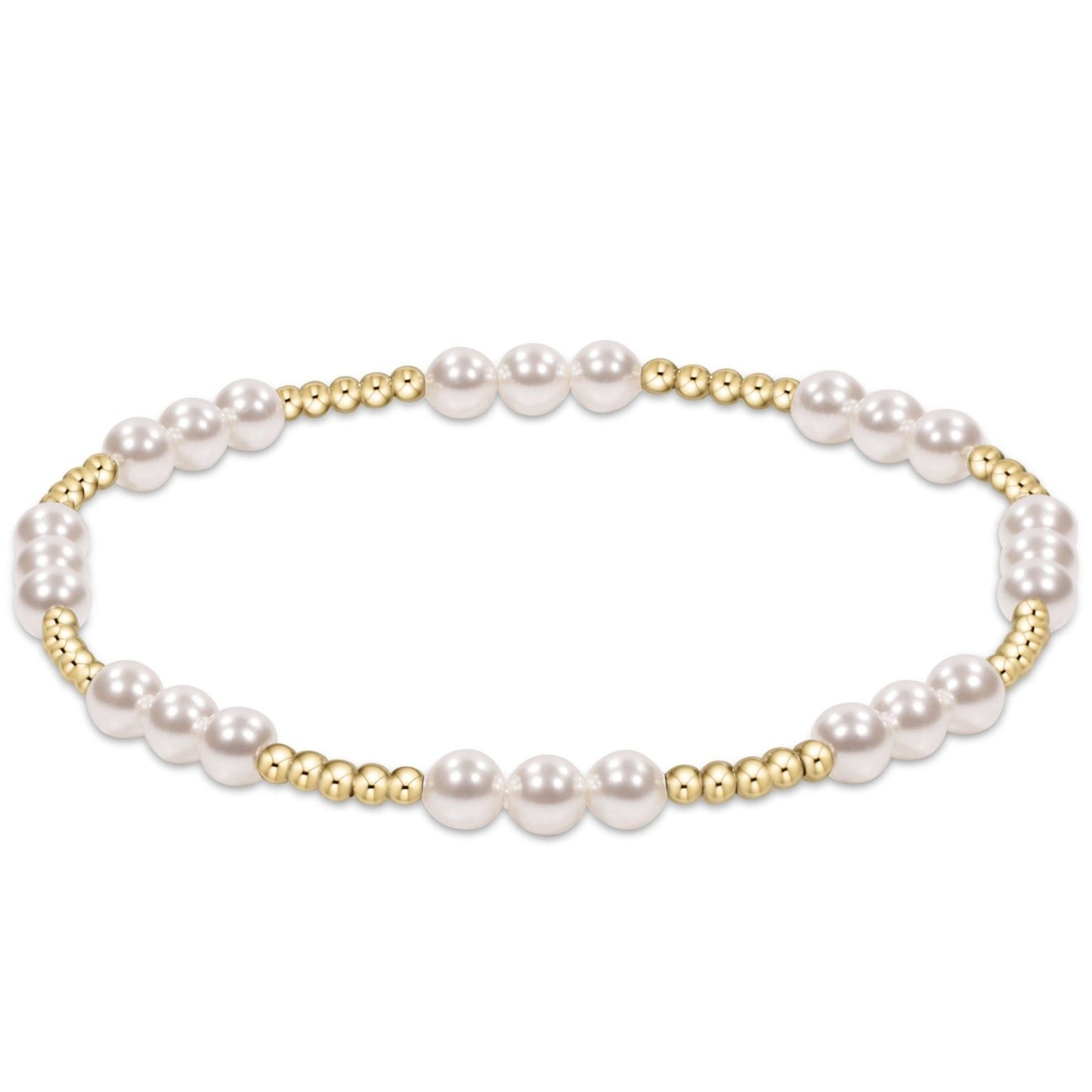 Classic Joy Pattern 4mm Bead Bracelet - Pearl