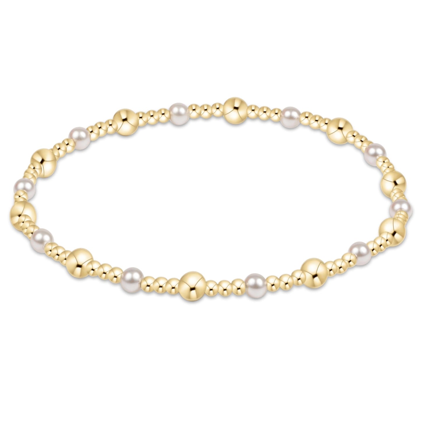 Classic Gold Sincerity Pattern 4mm Bead Bracelet - Pearl